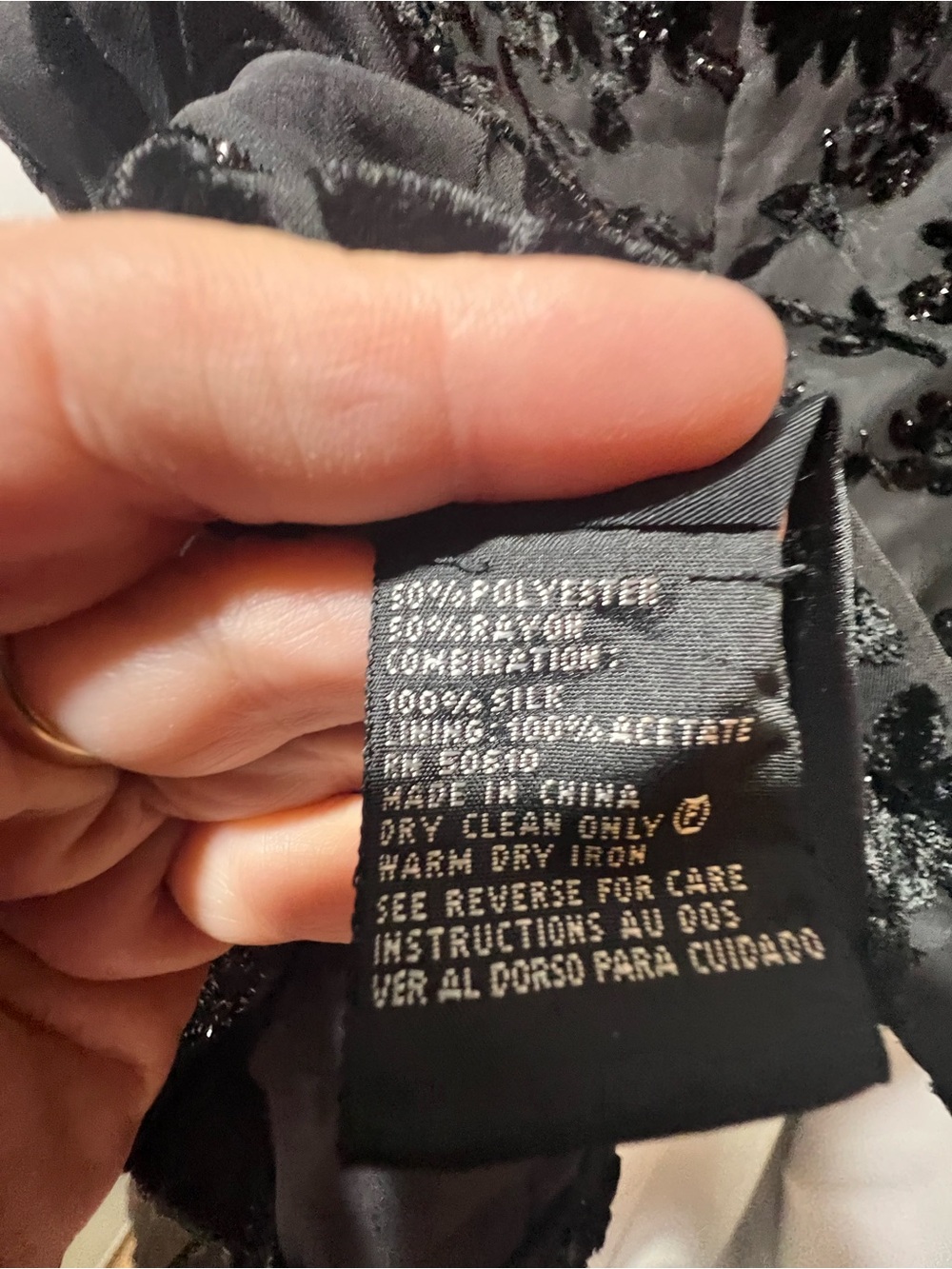 Vintage Kasper ASL Black Velvet Floral Silk Blend Top Size 12 - Picture 5 of 6